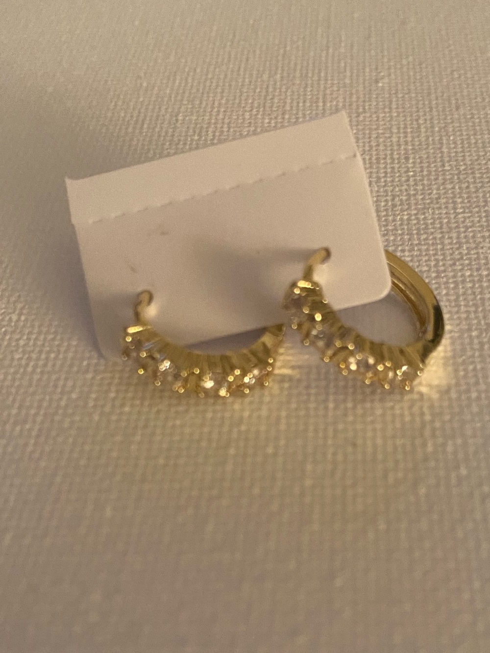 Gold-tone Crystal Accent Hoop Earrings